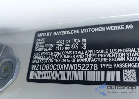 2022 Toyota Gr Supra 3.0 Premium из США, поврежденный, VIN WZ1DB0C0XNW052278